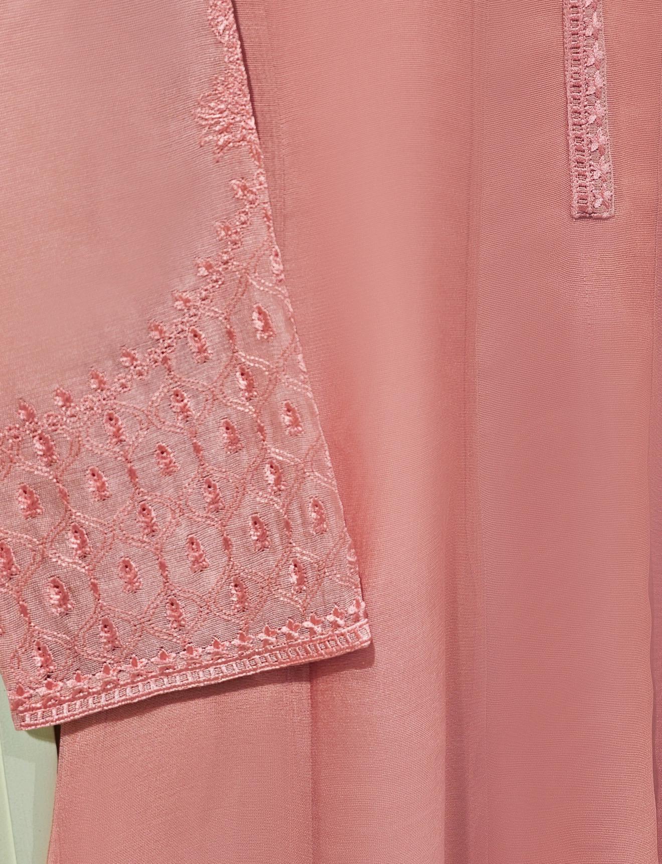 Agha Noor Dress Original 3 Piece Pure Cotton Net Dress Pink