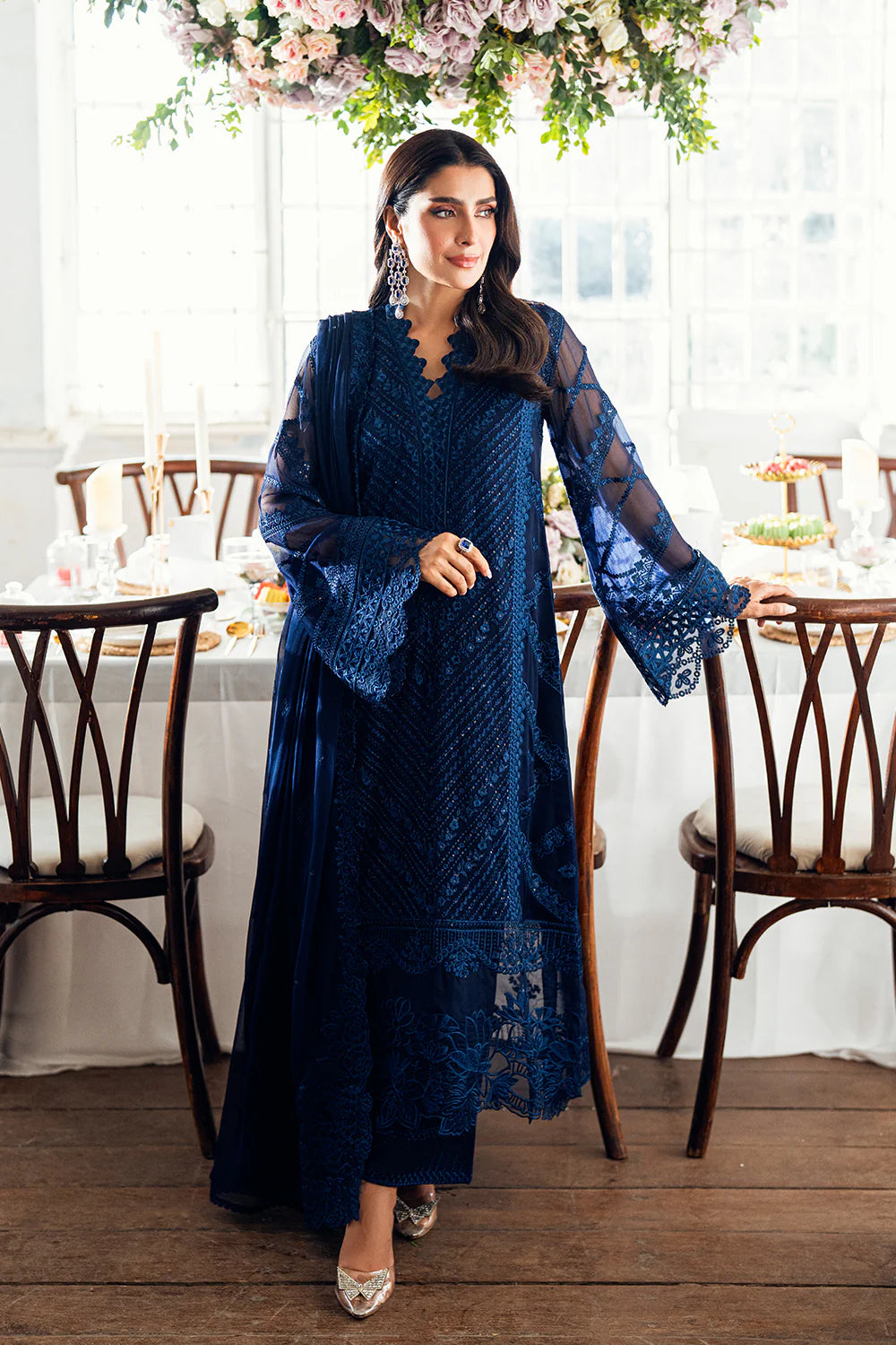 Azure Chiffon Embroidered Dress Latest Collection 2025