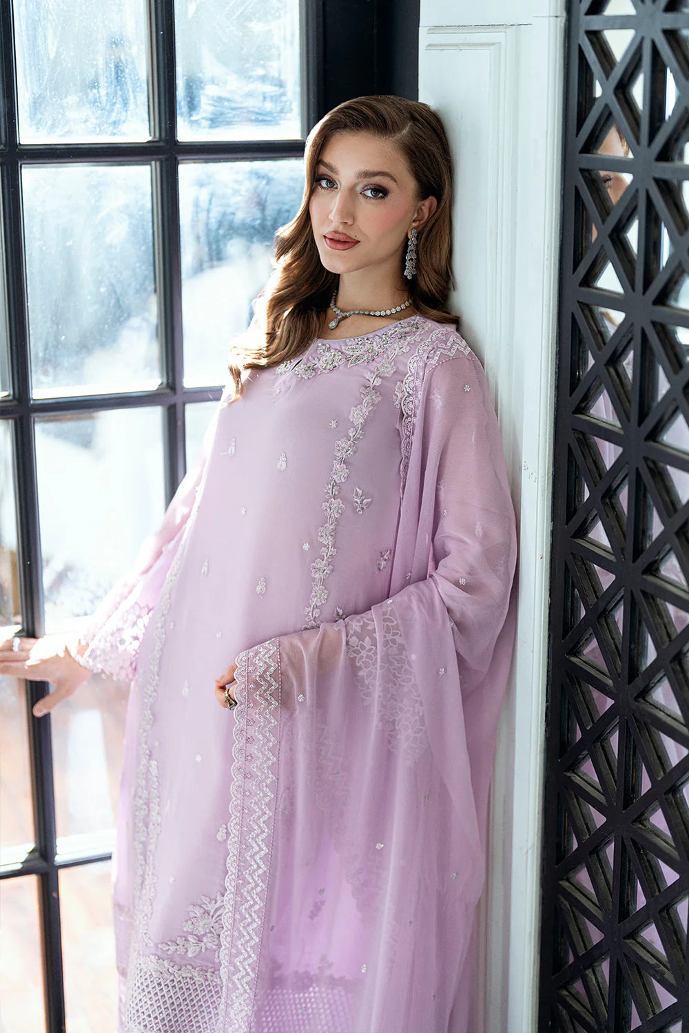 Azure Chiffon Embroidered Dress Latest Collection 2025