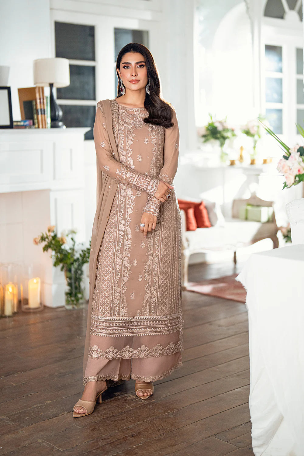 Azure Chiffon Embroidered Dress Latest Collection 2025
