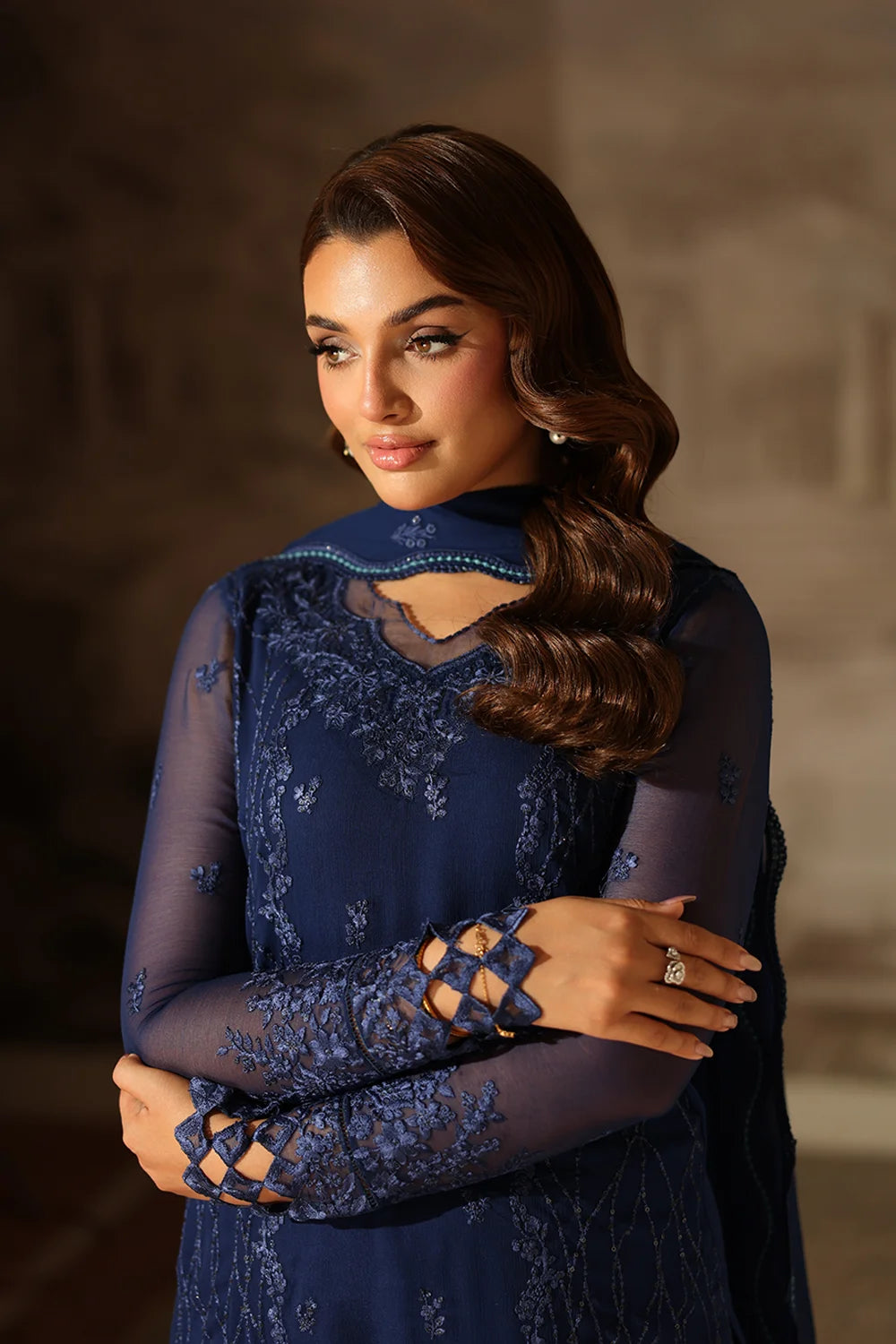 Azure Latest Collection Chiffon Embroidered Dress