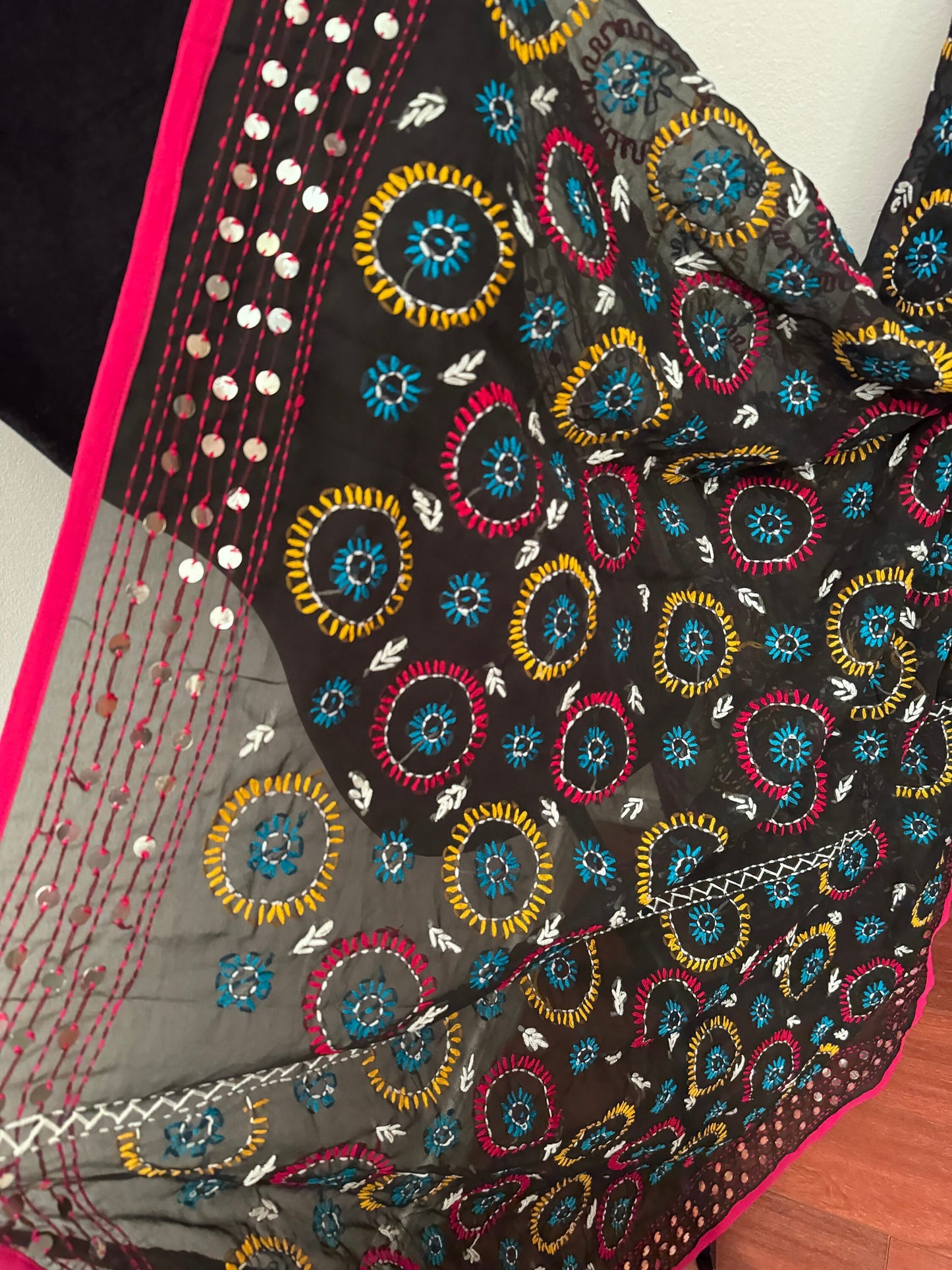 Phulkari Hand Work Embroidered Georgette Dupatta Traditional Wear
