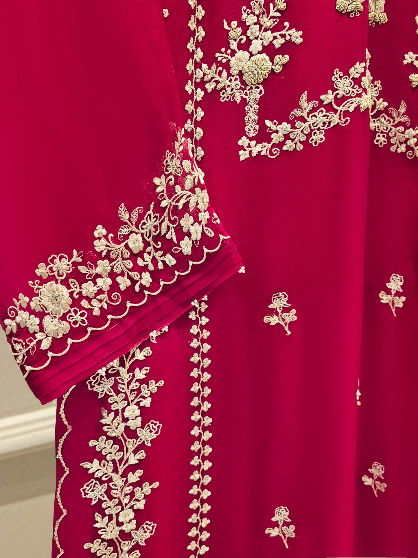 Agha Noor 3 Piece - Pure Chiffon Embroidered Dress S111641