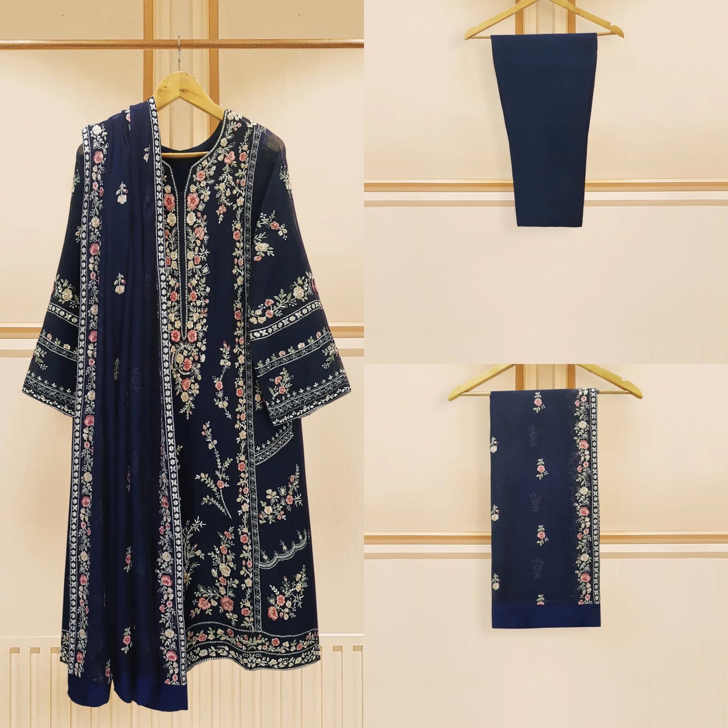 Agha Noor Cotton Net Embroidered Dress