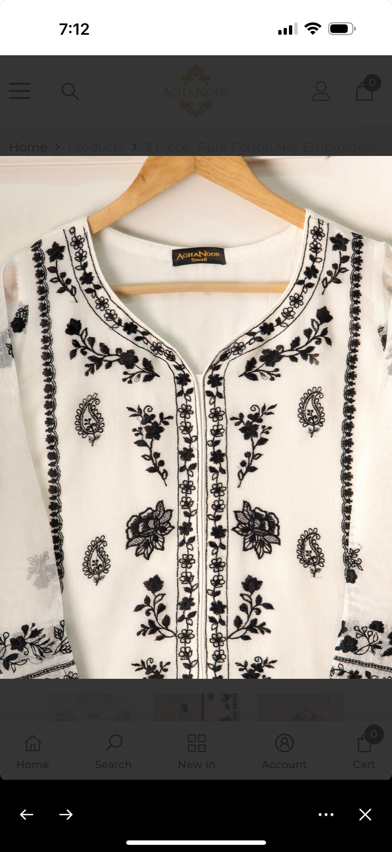 Agha Noor Pure Cotton Net Embroidered Dress
