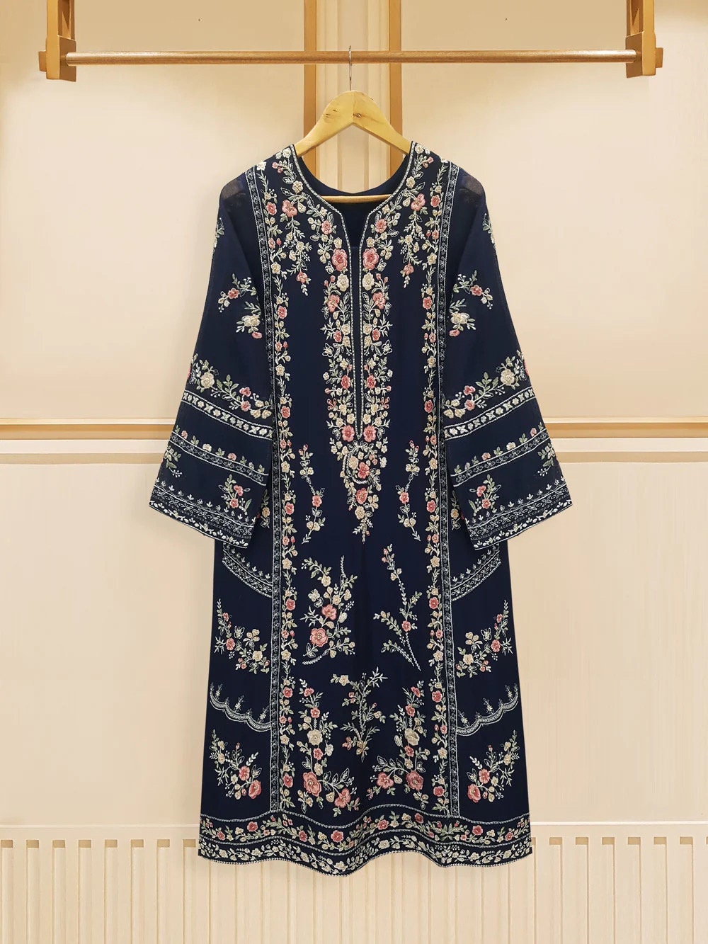 Agha Noor Cotton Net Embroidered Dress