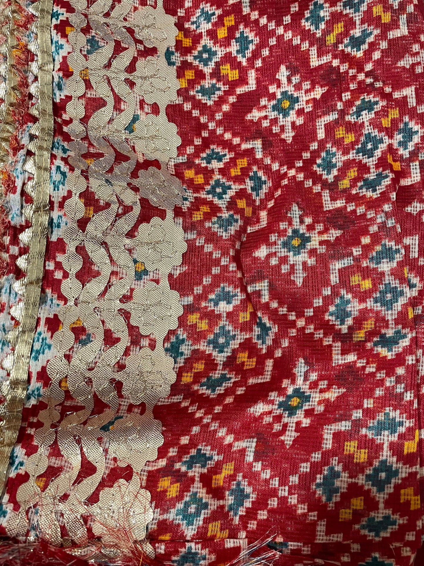 Printed Kota Cotton Dupatta With Gotta Patti Border Indian Dupatta