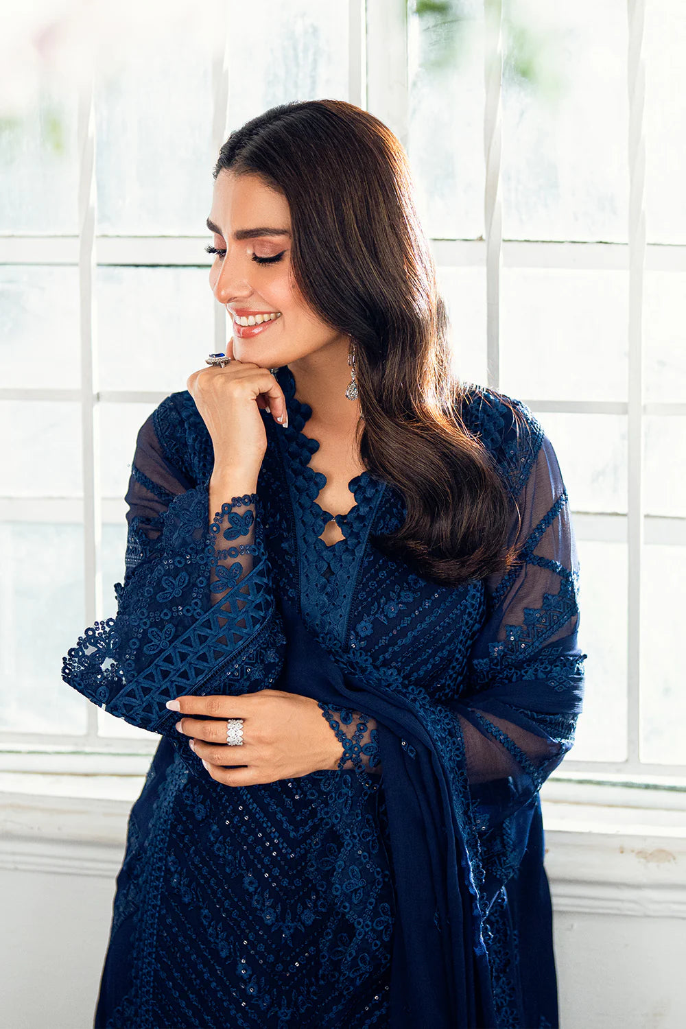 Azure Chiffon Embroidered Dress Latest Collection 2025
