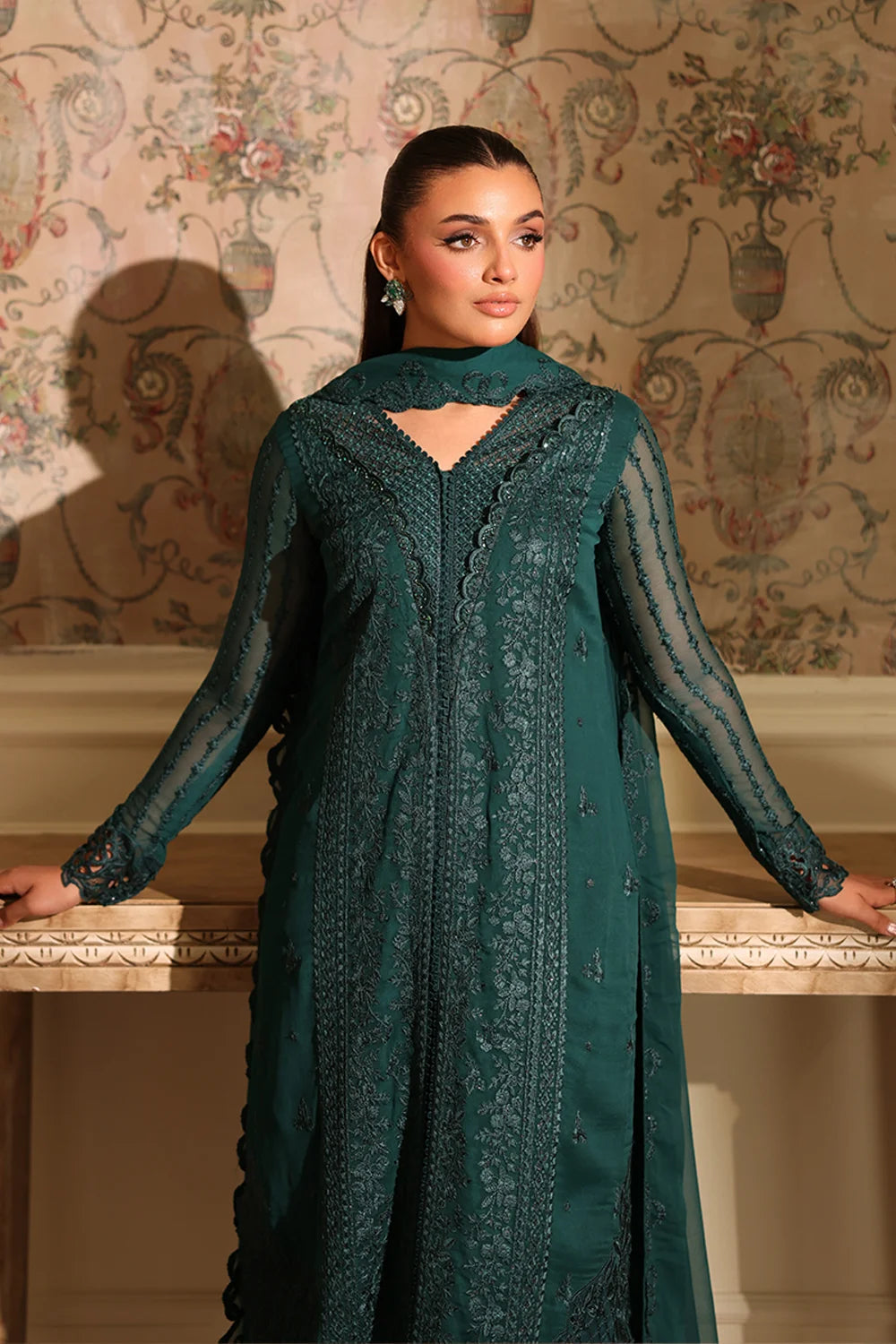 Azure Latest Collection Chiffon Embroidered Dress