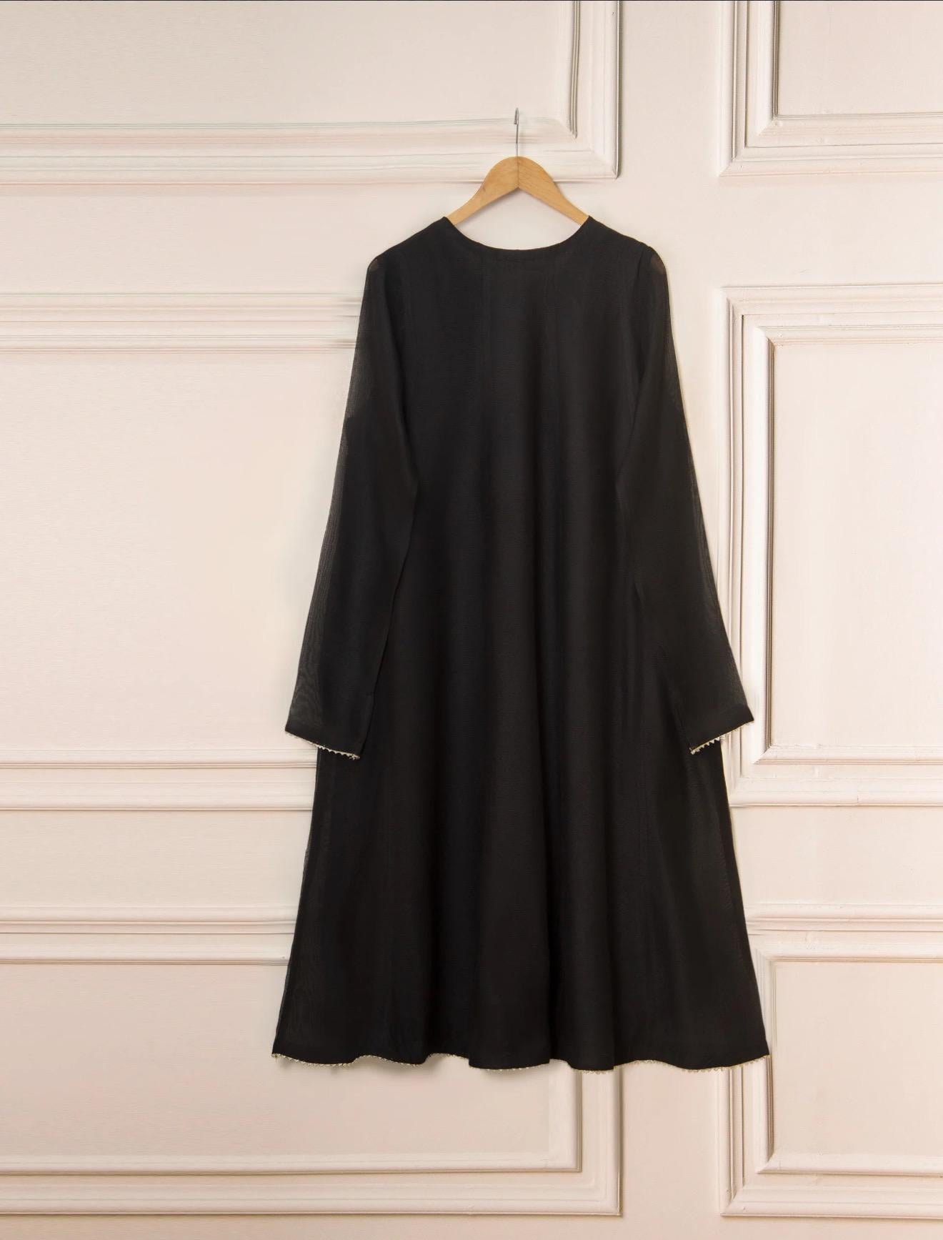 Agha Noor Dress Original 3 Piece Pure Cotton Net Dress Black
