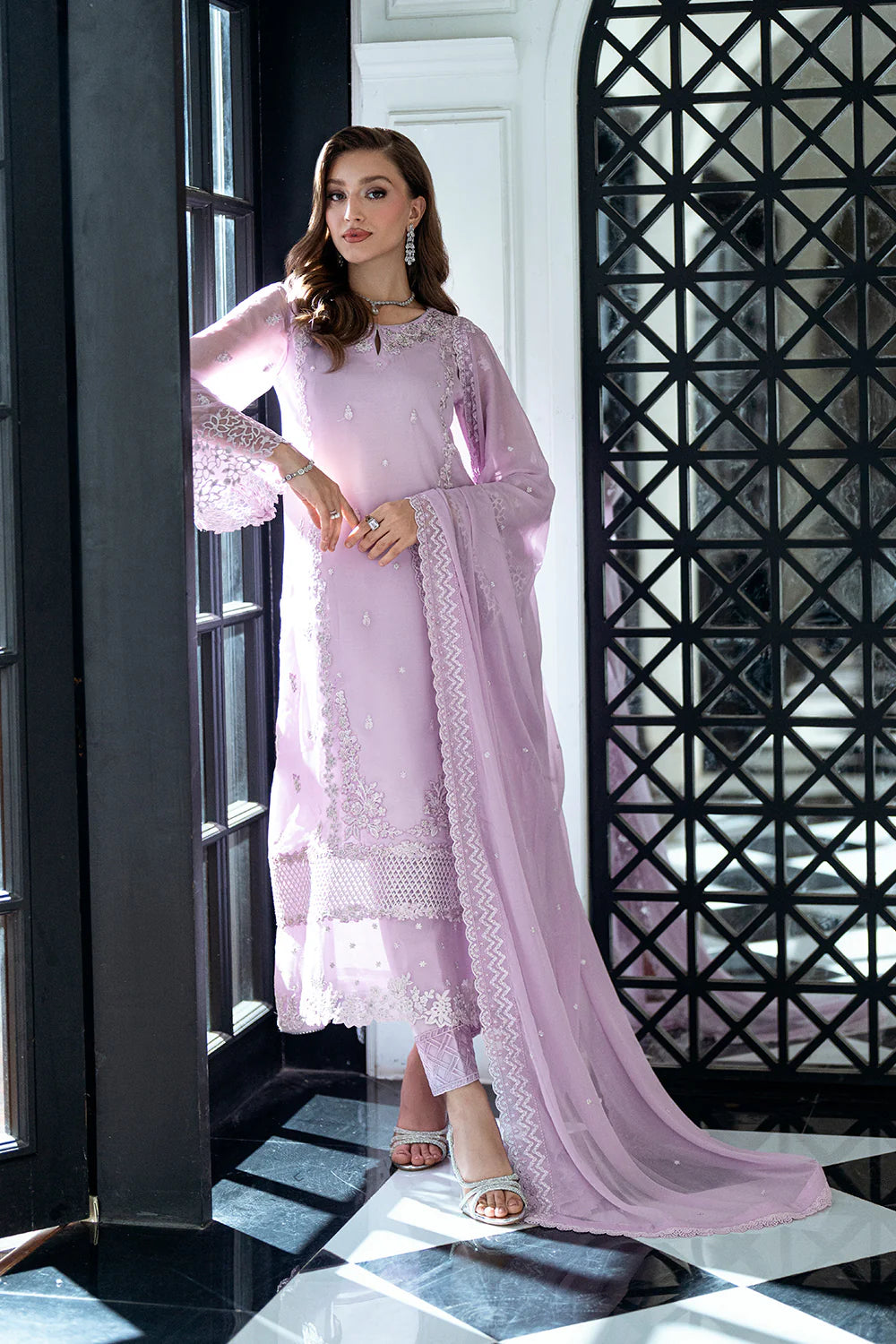 Azure Chiffon Embroidered Dress Latest Collection 2025