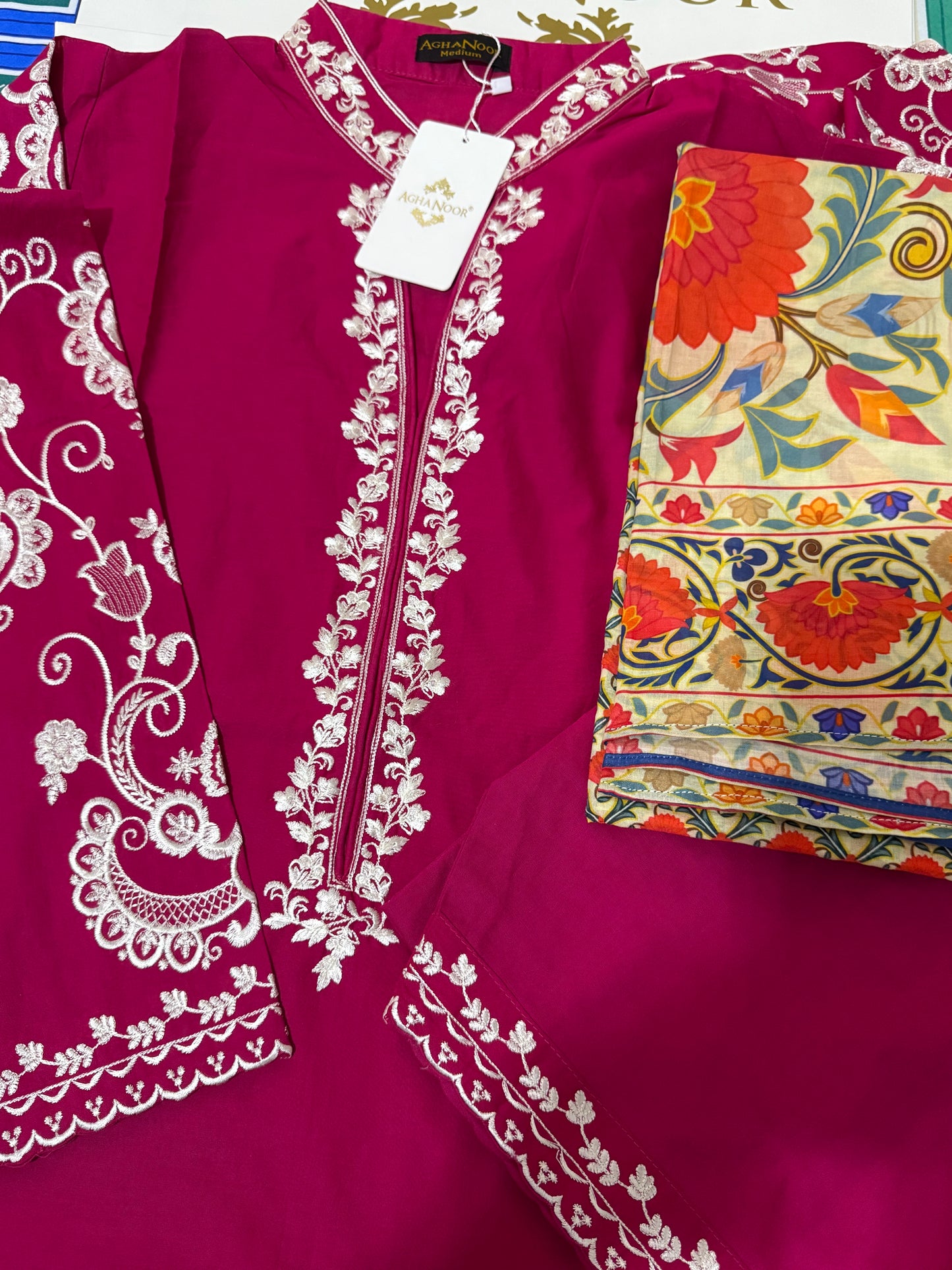 Agha Noor 3 Piece - Embroidered Lawn Suit S112103