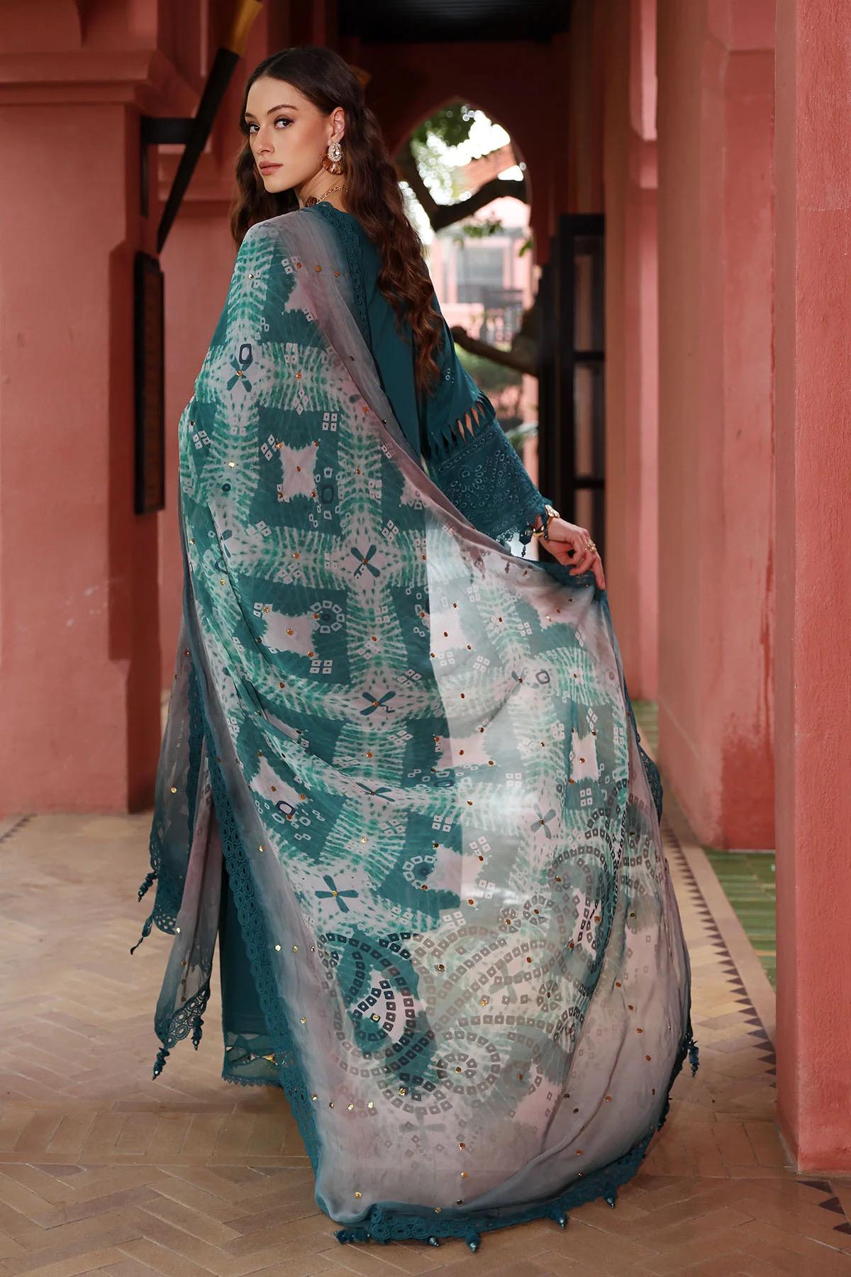 Nureh Embroidered Chikankari Lawn 3 Piece Dress With Mukesh Work Dupatta Pakistani Indian Bangladeshi Designer Ready To Wear