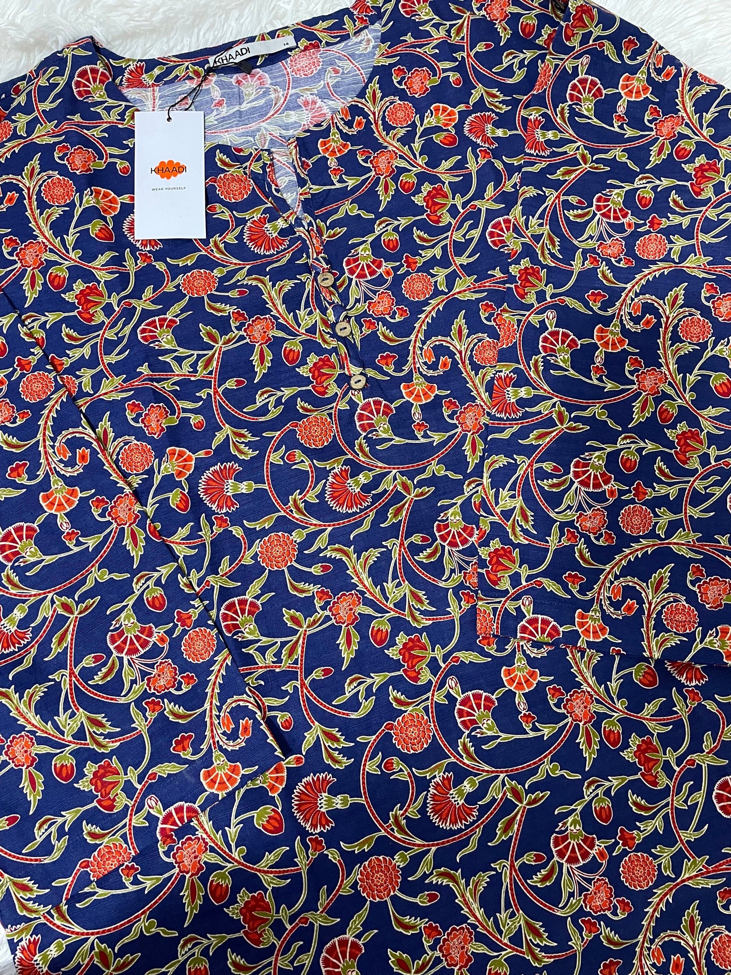Khaadi Brand Original Khaddar Printed Kurta Shirt Pakistani Indian Designer Wear
