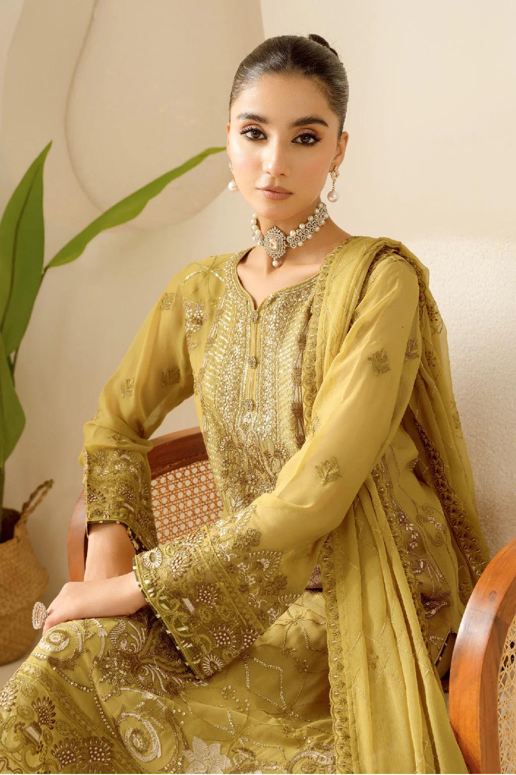 Chiffon Embroidered 3 Piece Stitched Dress Pakistani Designer Wear