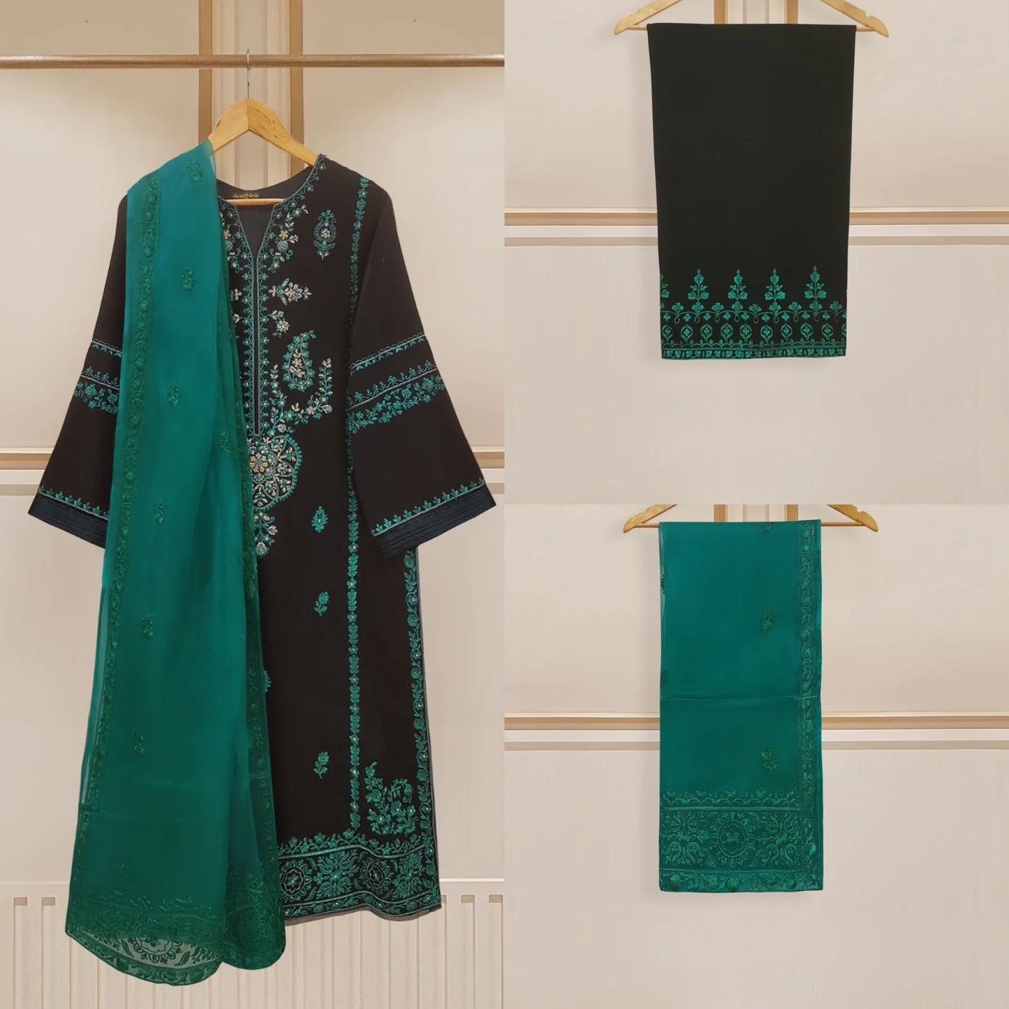 Agha Noor Velvet Embroidered Dress