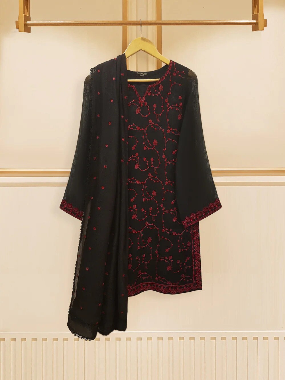 Agha Noor Pure Cotton Net Embroidered Dress