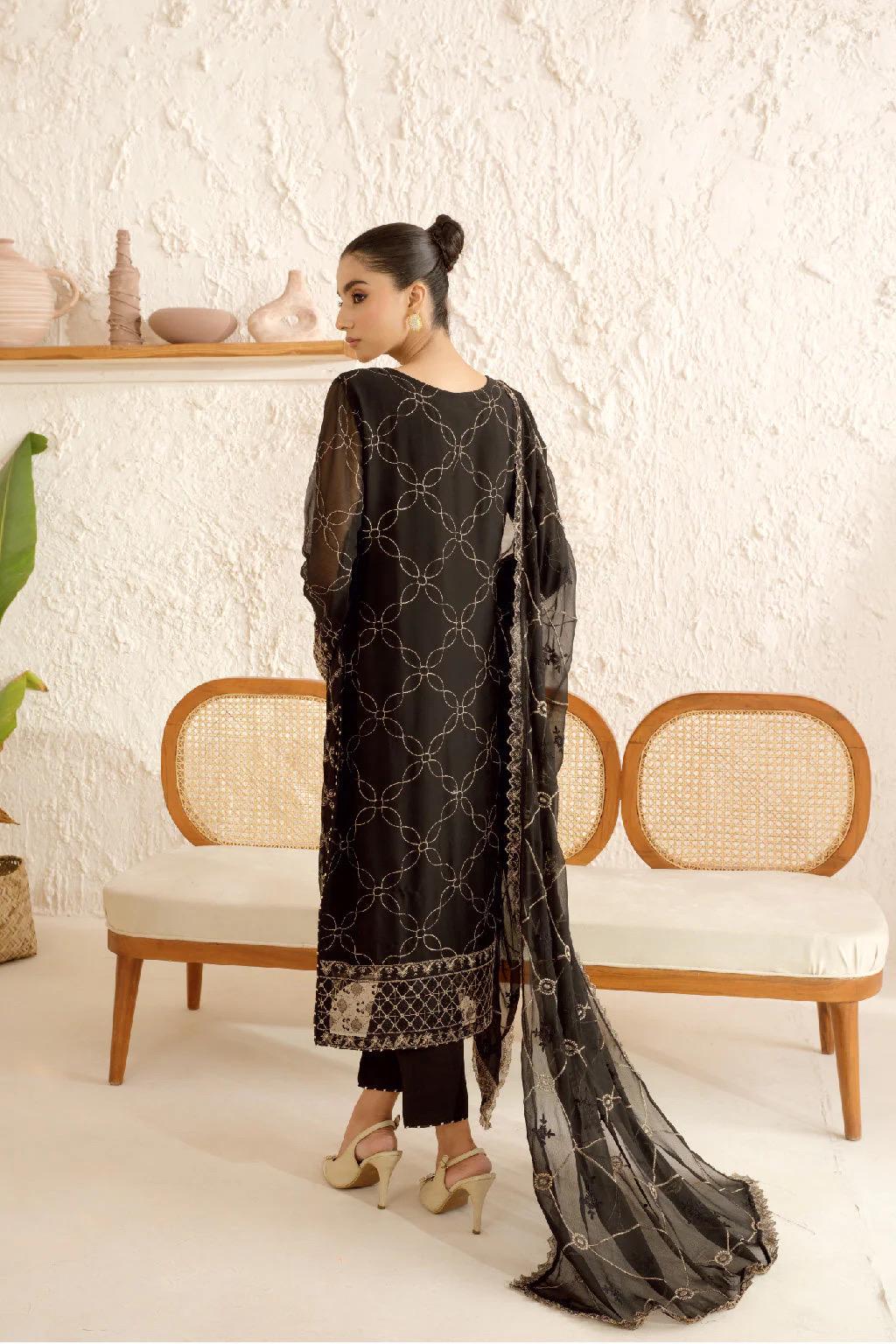Chiffon Embroidered 3 Piece Stitched Dress Pakistani Designer Wear