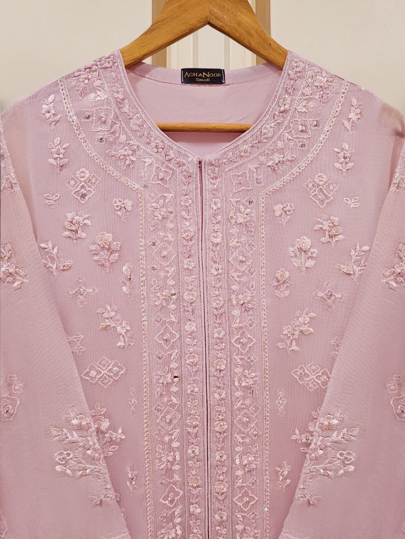 Agha Noor Dress Original 3 Piece Pure Cotton Net Dress