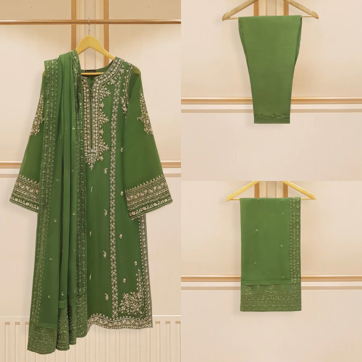 Agha Noor Dress Original Pure 3 Piece Chiffon Embroidered