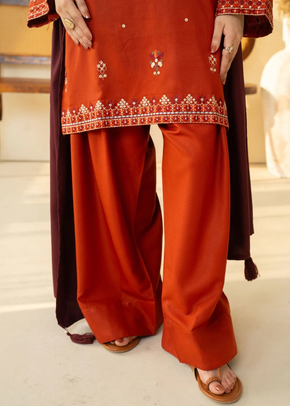 Marina Farshi Shalwar Suit Embroidered Dress