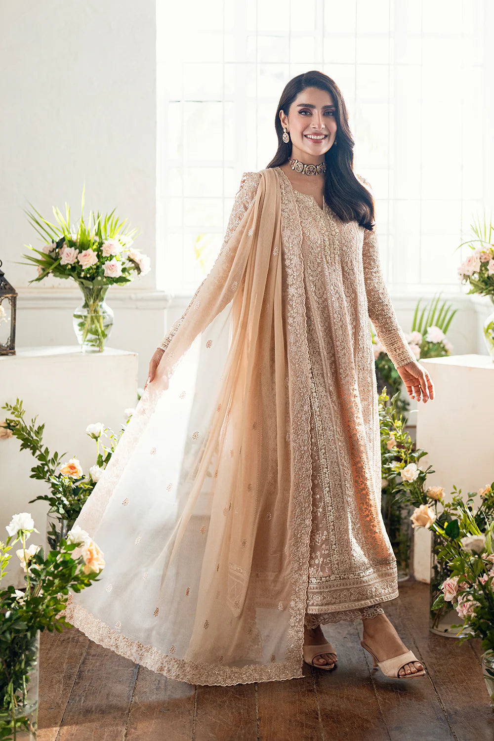 Azure Chiffon Embroidered Dress Latest Collection 2025