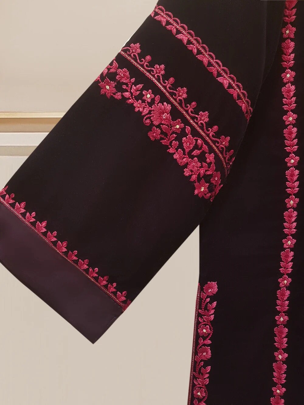 Agha Noor Velvet Embroidered Dress