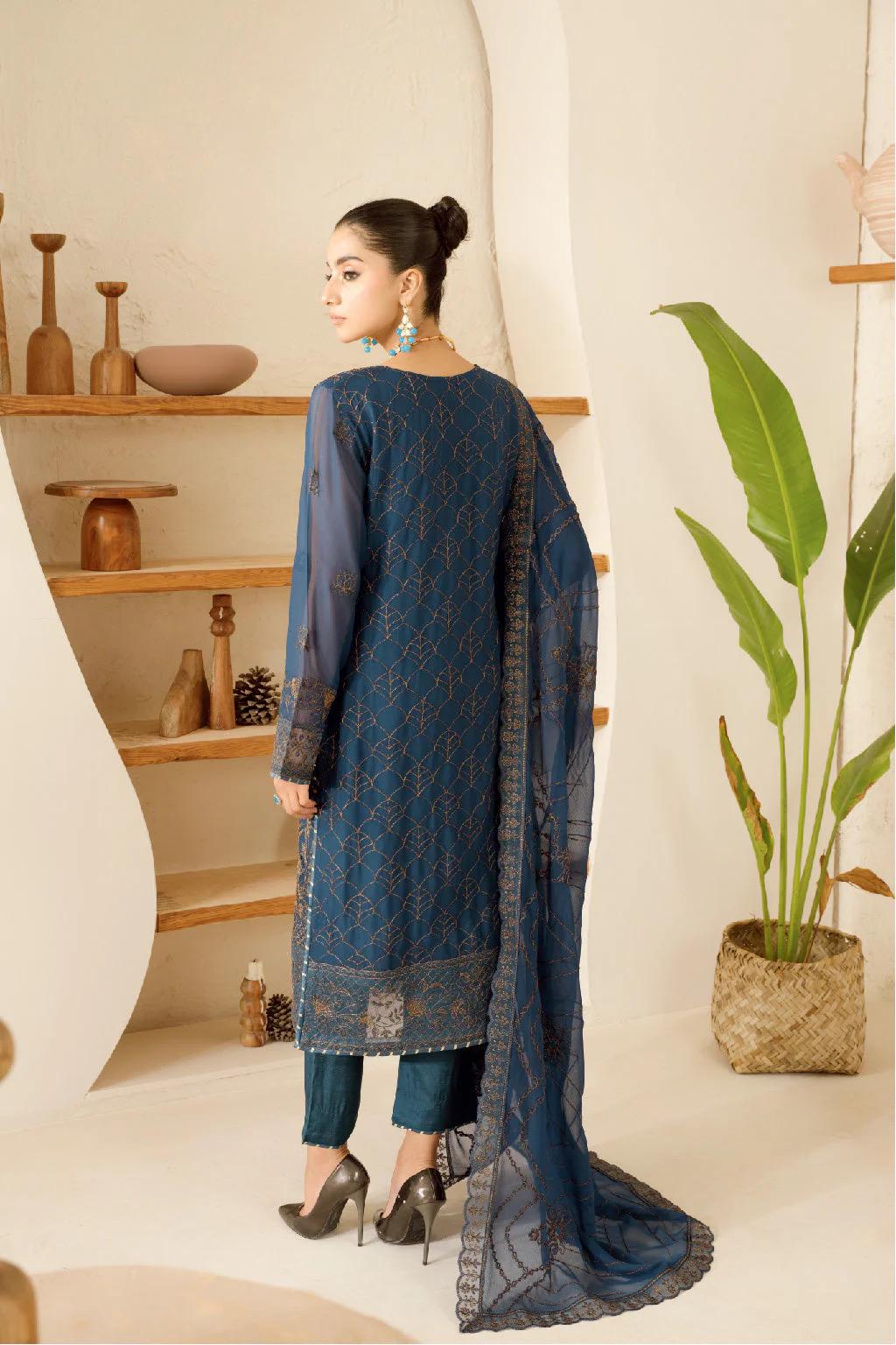Chiffon Embroidered 3 Piece Stitched Dress Pakistani Designer Wear