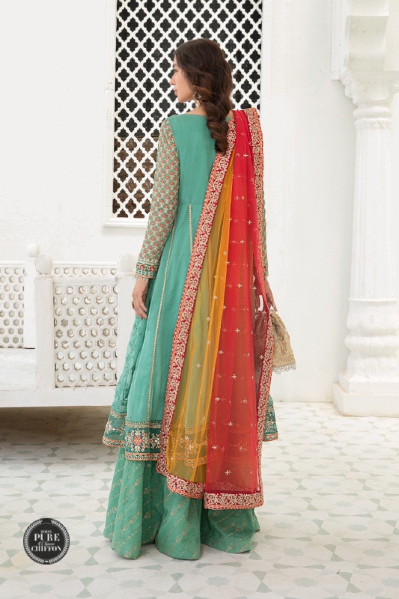 Maria B Chiffon Embroidered Dress
