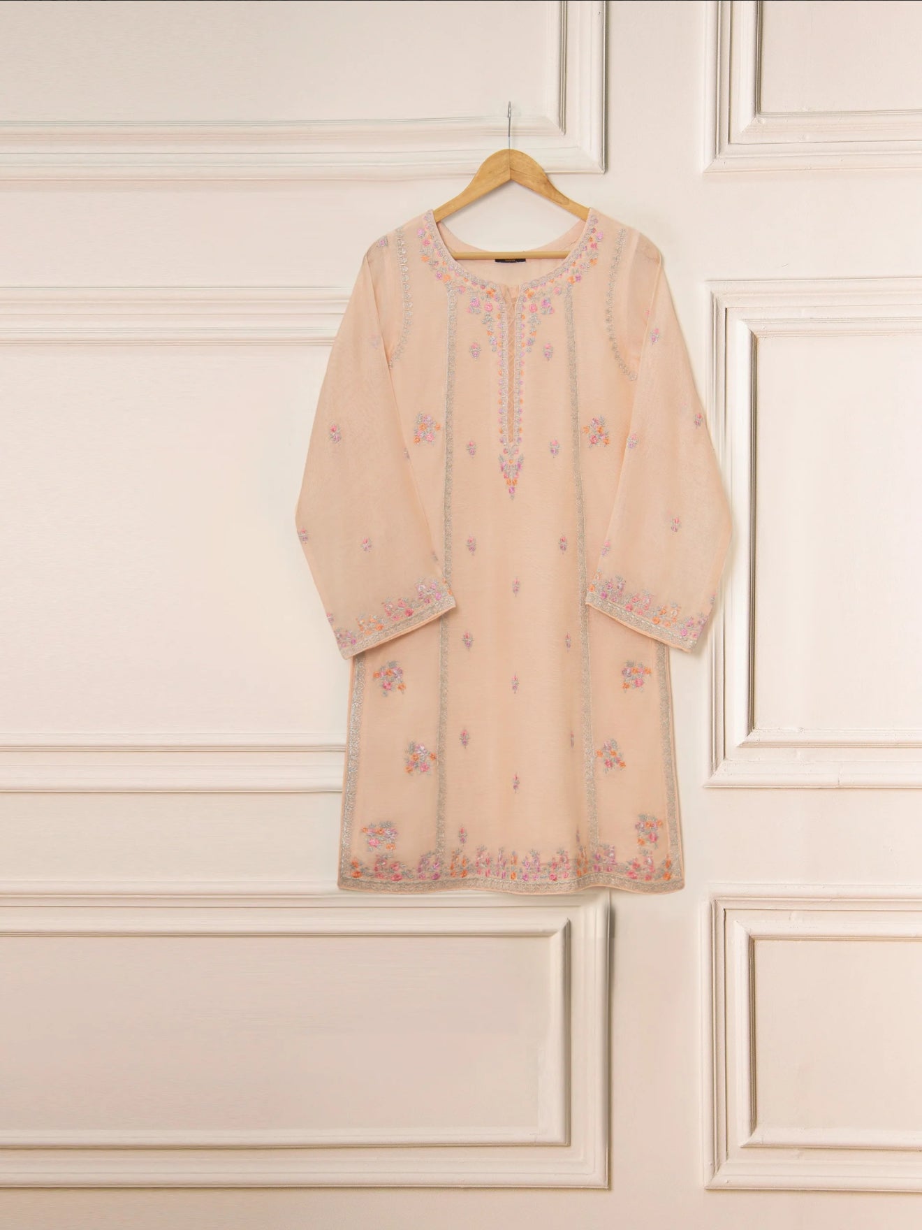 Agha Noor 3 Piece - Pure Cotton Net Embroidered Dress S111304