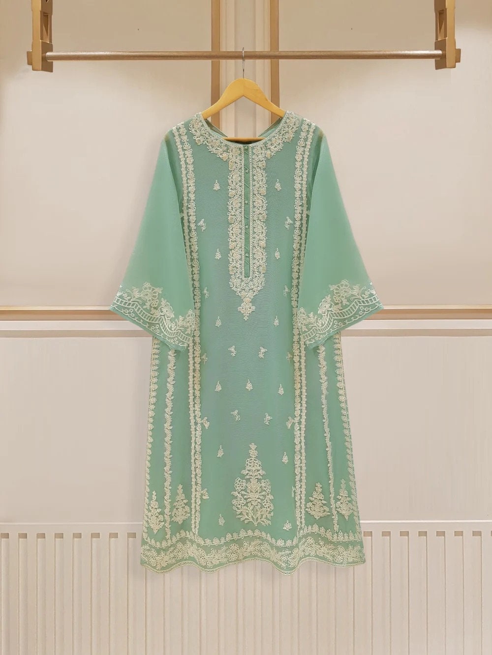 Agha Noor Cotton Net Embroidered Dress