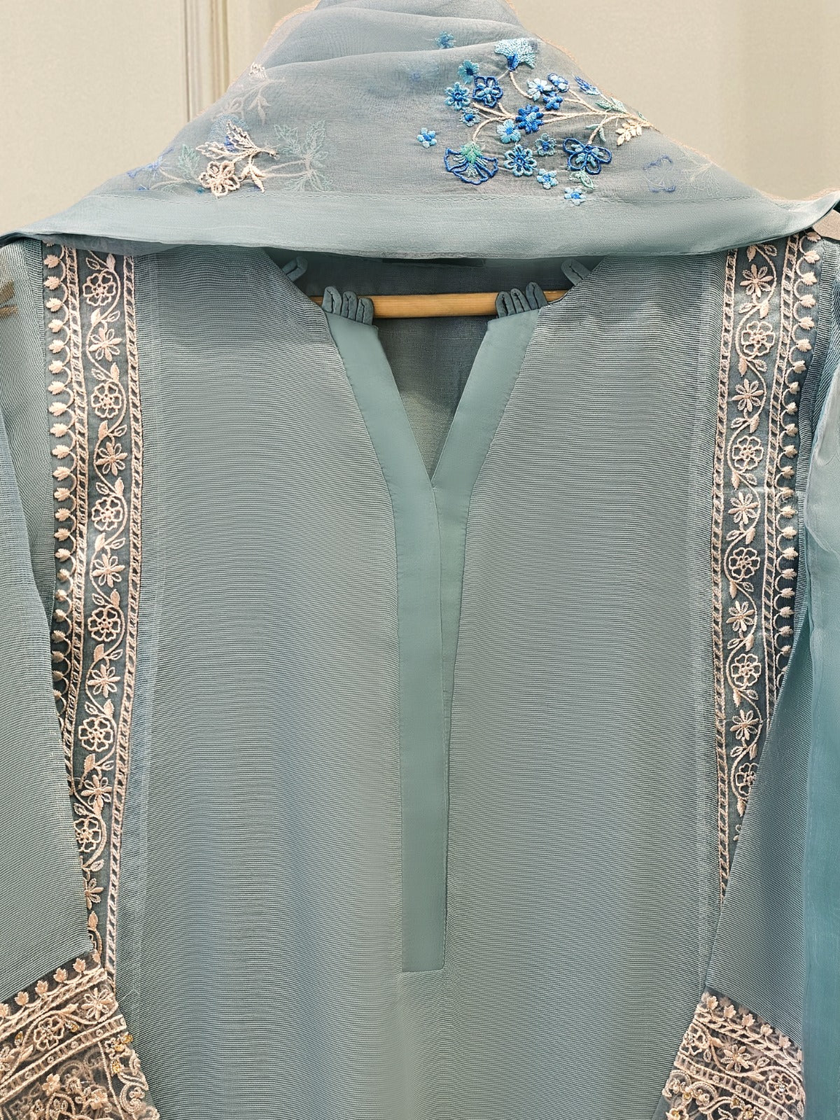 Agha Noor 3 Piece - Pure Cotton Net Embroidered Dress S111765