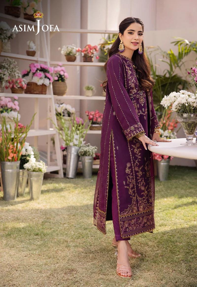 Asim Jofa Boski Silk Embroidered Dress