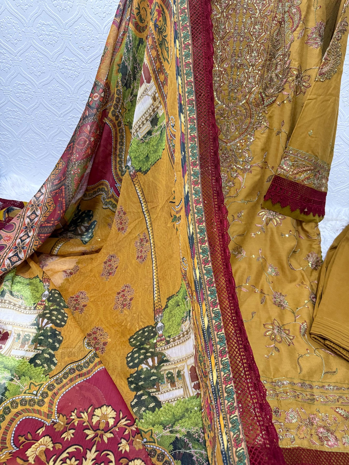 Asim Jofa Original Cotton Jacquard Embroidered Aira Collection Pakistani Designer Wear