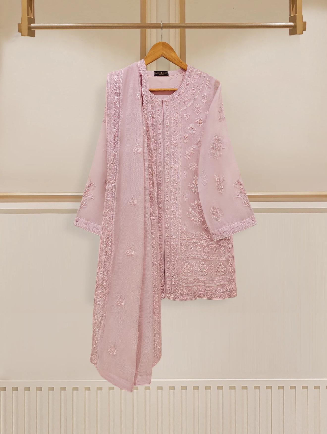 Agha Noor Dress Original 3 Piece Pure Cotton Net Dress