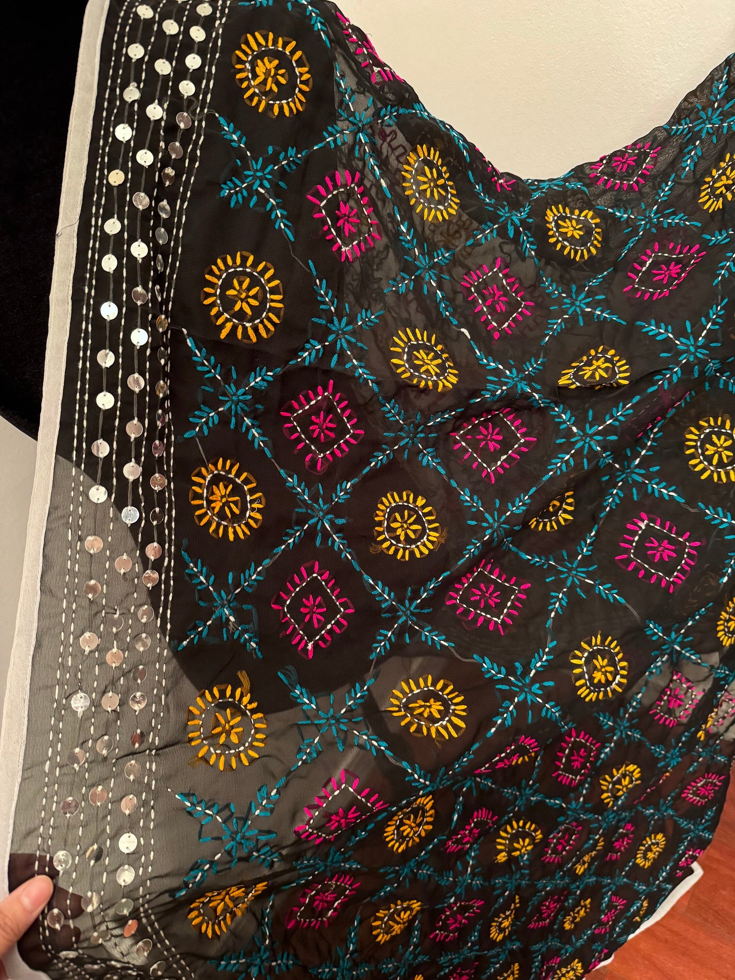 Phulkari Hand Work Embroidered Georgette