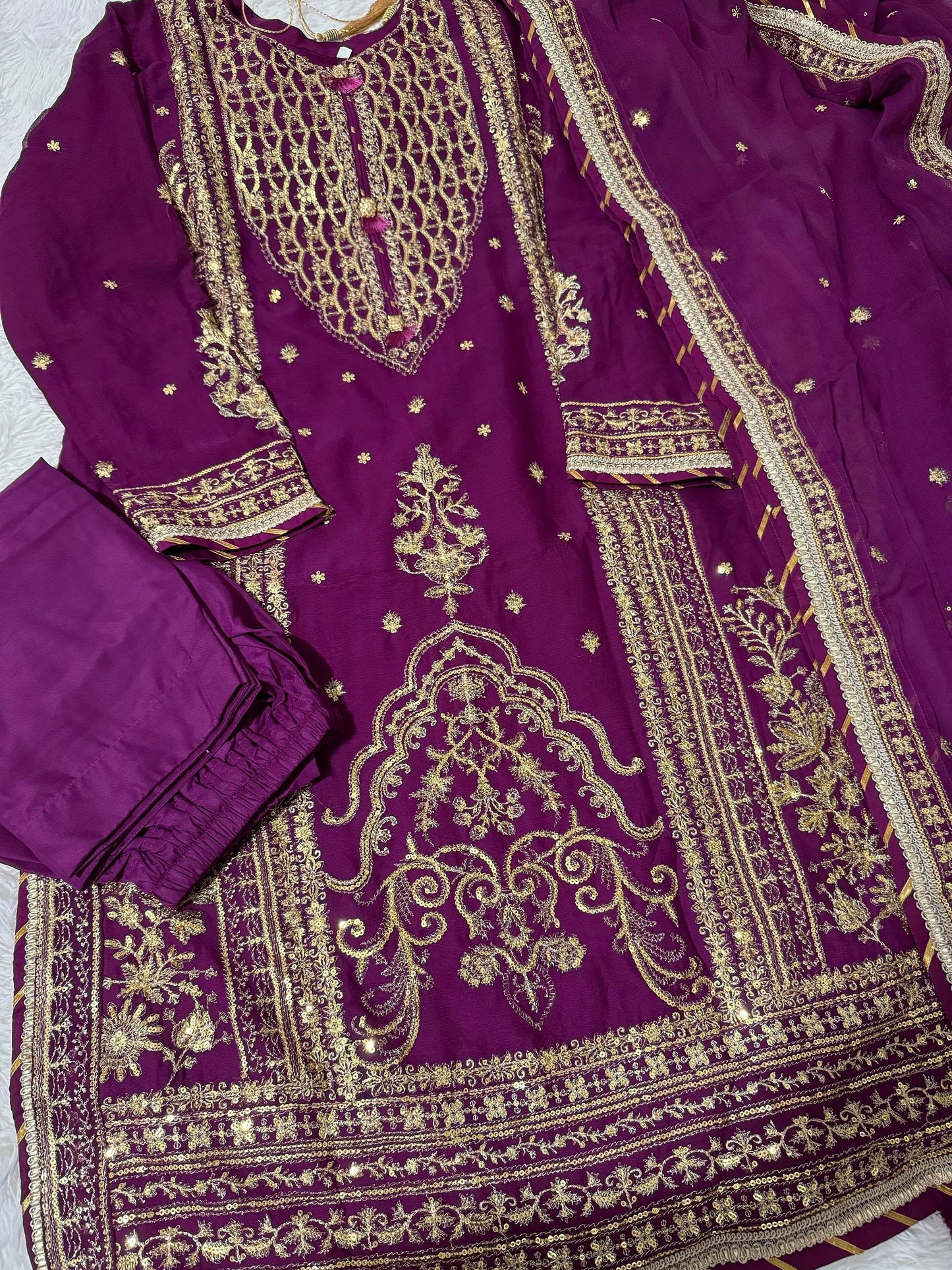 Asim Jofa Original Chiffon Embroidered Chamak Dhamak Collection Pakistani Designer Wear Size Medium