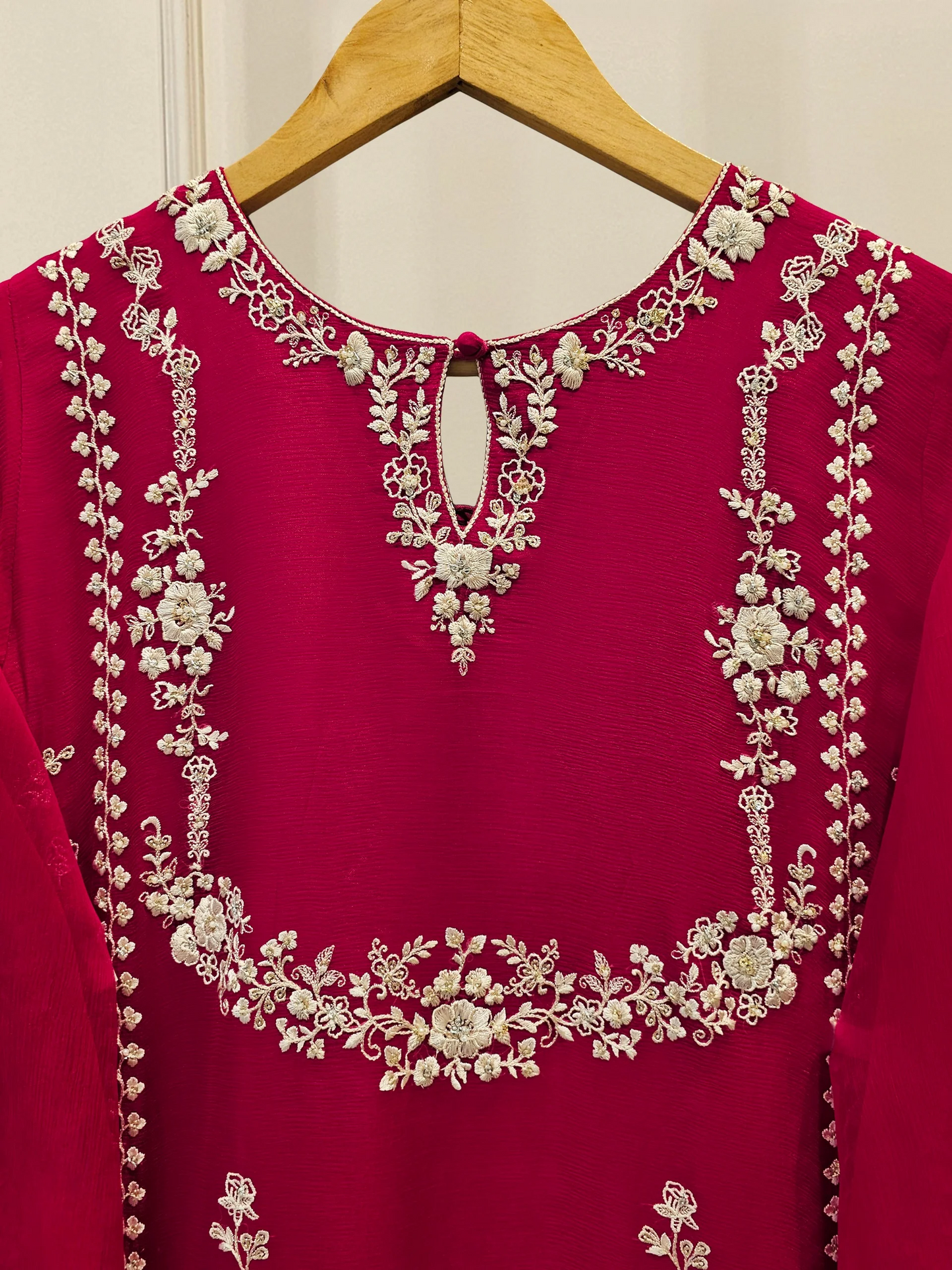 Agha Noor 3 Piece - Pure Chiffon Embroidered Dress S111641
