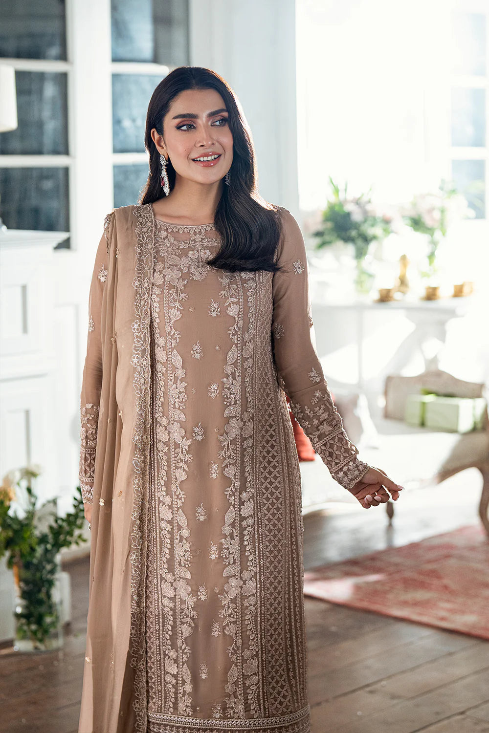 Azure Chiffon Embroidered Dress Latest Collection 2025