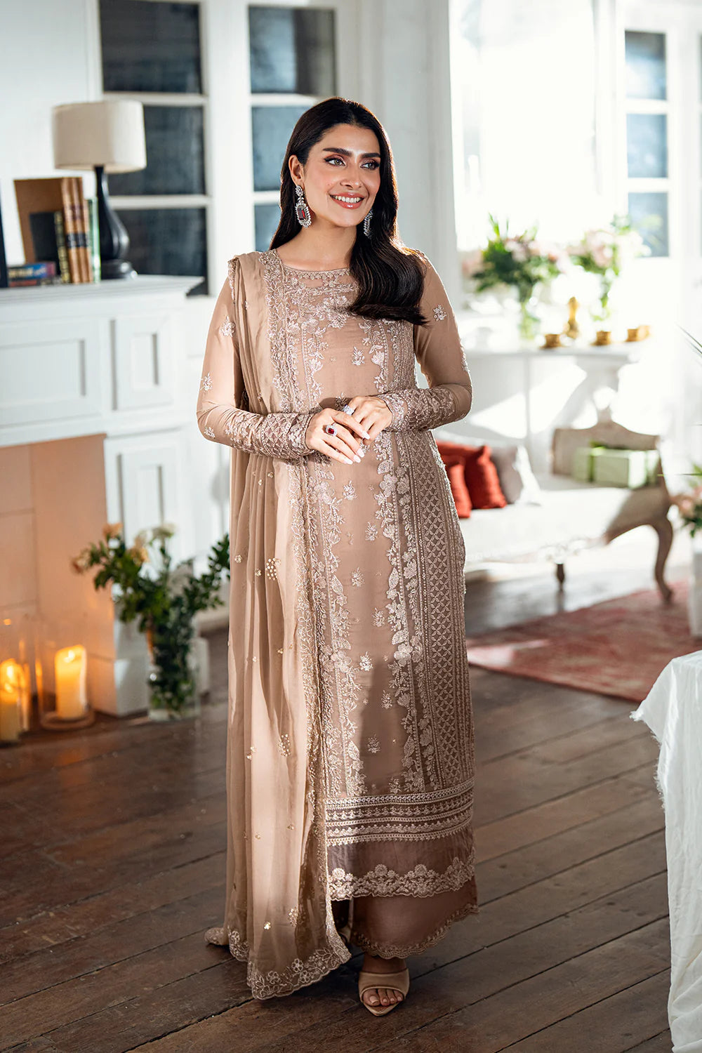 Azure Chiffon Embroidered Dress Latest Collection 2025
