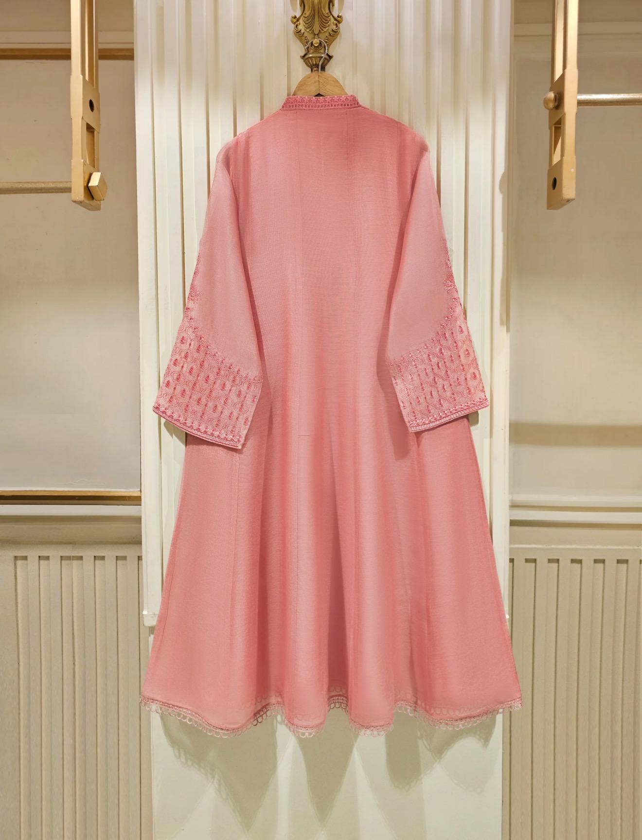 Agha Noor Dress Original 3 Piece Pure Cotton Net Dress Pink