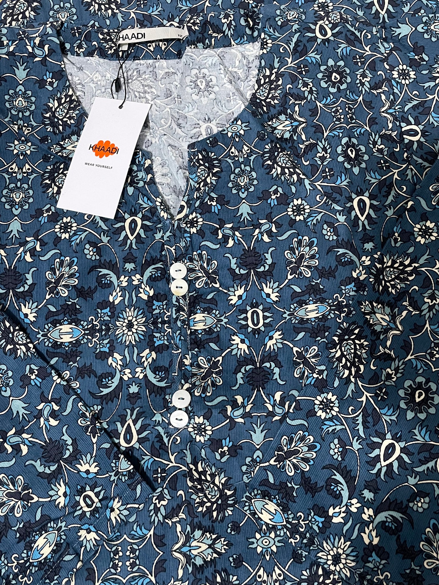 Khaadi Brand Original Printed Corduroy Kurta Shirt Pakistani Indian Designer Wear