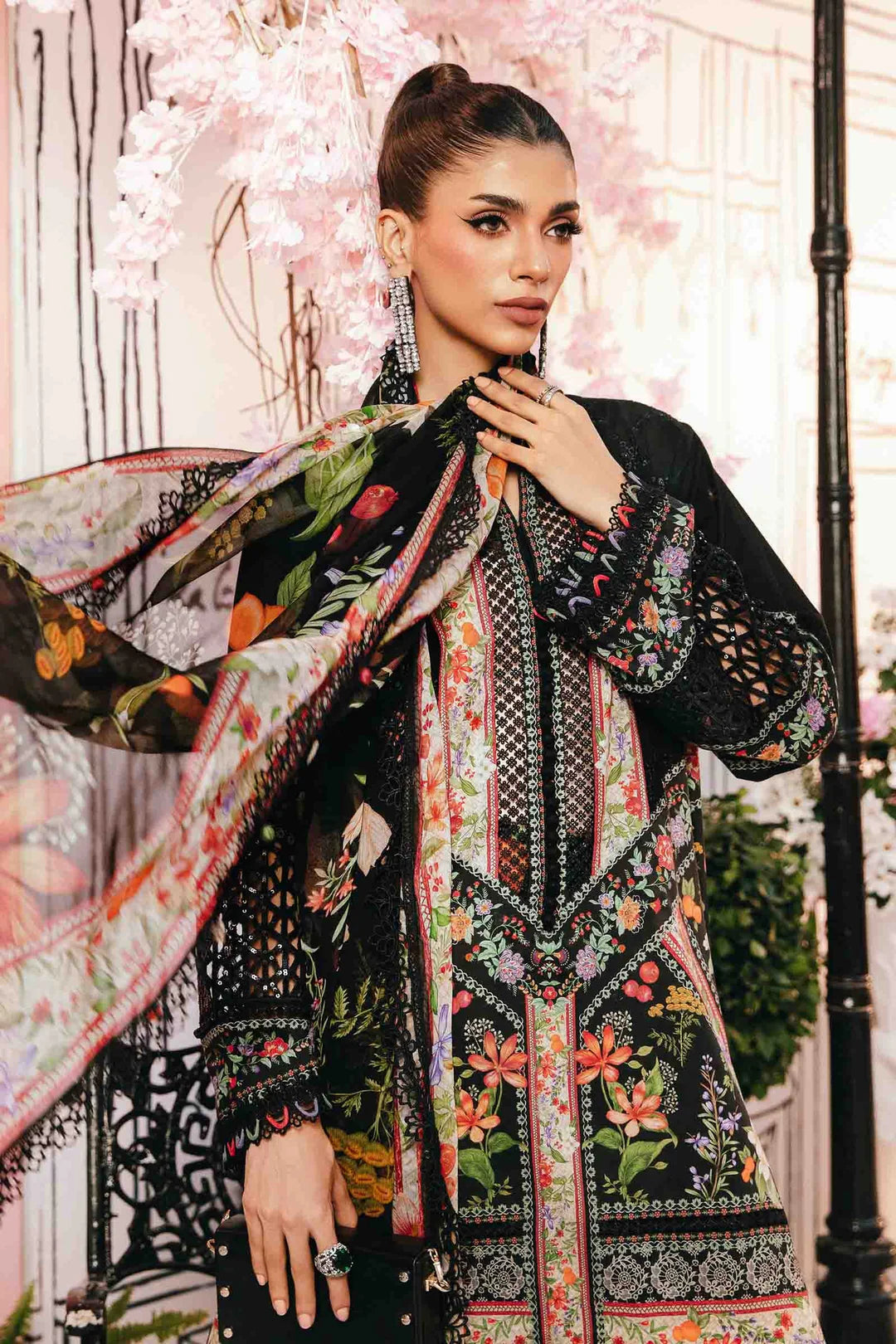 Maria B M Prints 3 Piece Stitched Embroidered Lawn Suit | MPT-2610-B