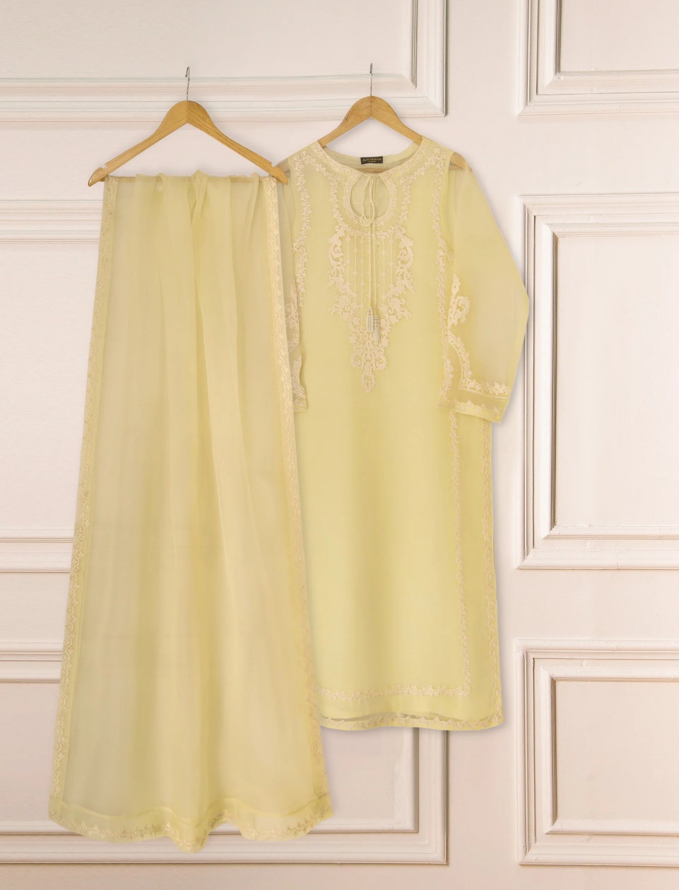 Agha Noor 3 Piece - Pure Organza Embroidered Dress S111298