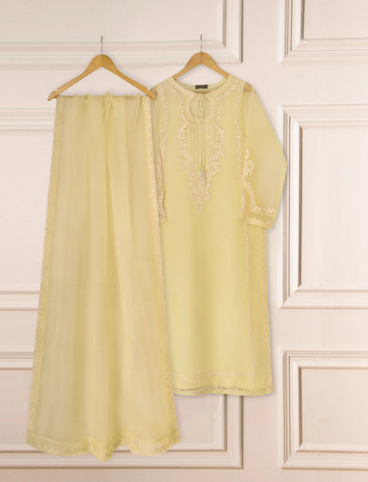 Agha Noor 3 Piece - Pure Organza Embroidered Dress S111298
