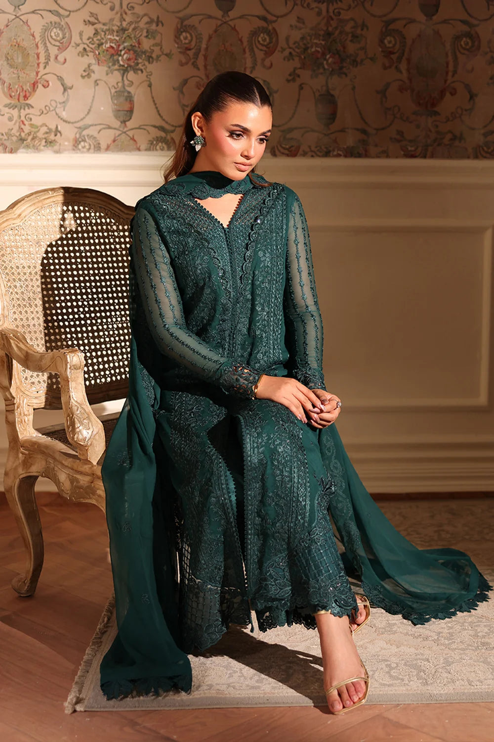 Azure Latest Collection Chiffon Embroidered Dress