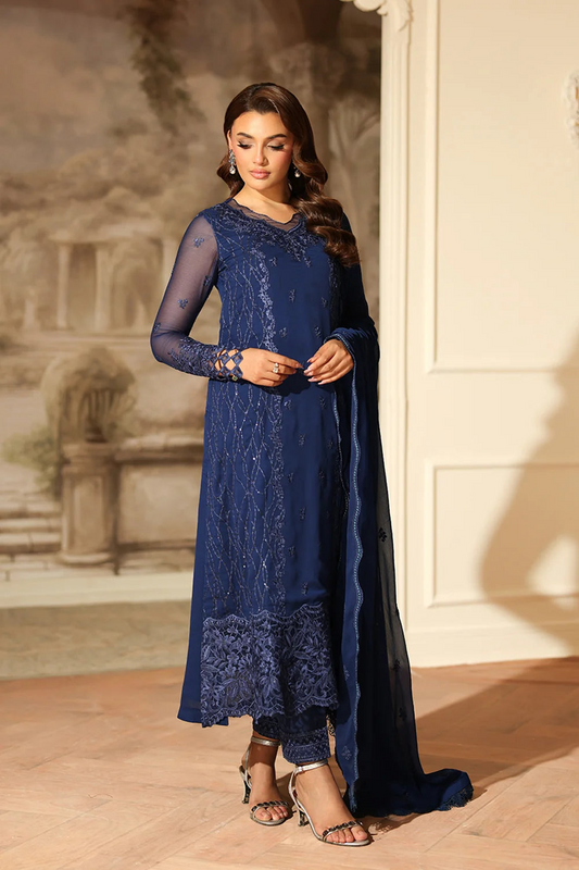 Azure Latest Collection Chiffon Embroidered Dress
