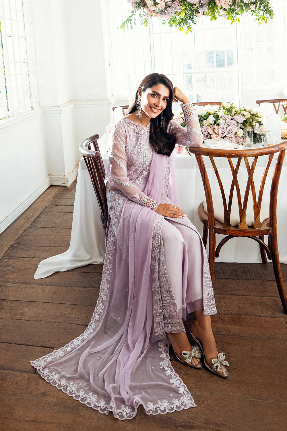 Azure Chiffon Embroidered Dress Latest Collection 2025