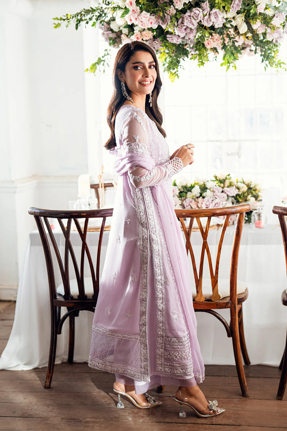 Azure Chiffon Embroidered Dress Latest Collection 2025