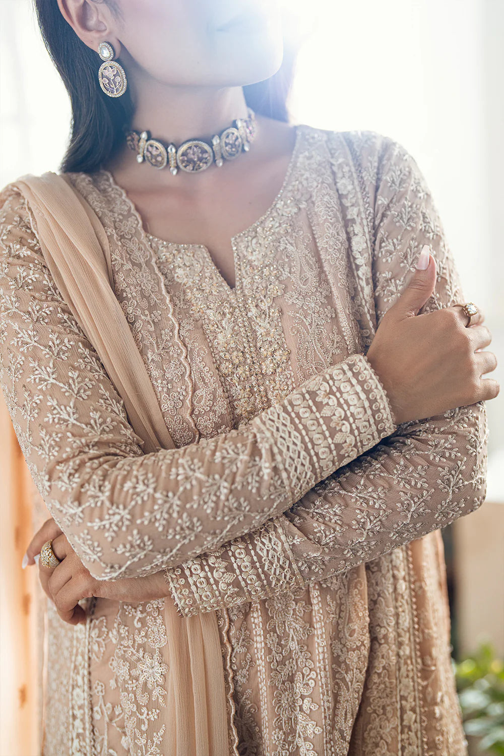 Azure Chiffon Embroidered Dress Latest Collection 2025